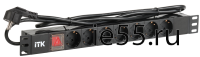 ITK PDU 7 розеток нем. ст, с LED выкл,1U, шнур 2м вилка нем